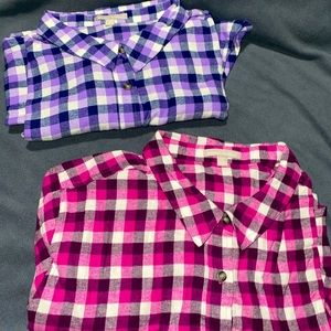 Woman within plaid flannel tops